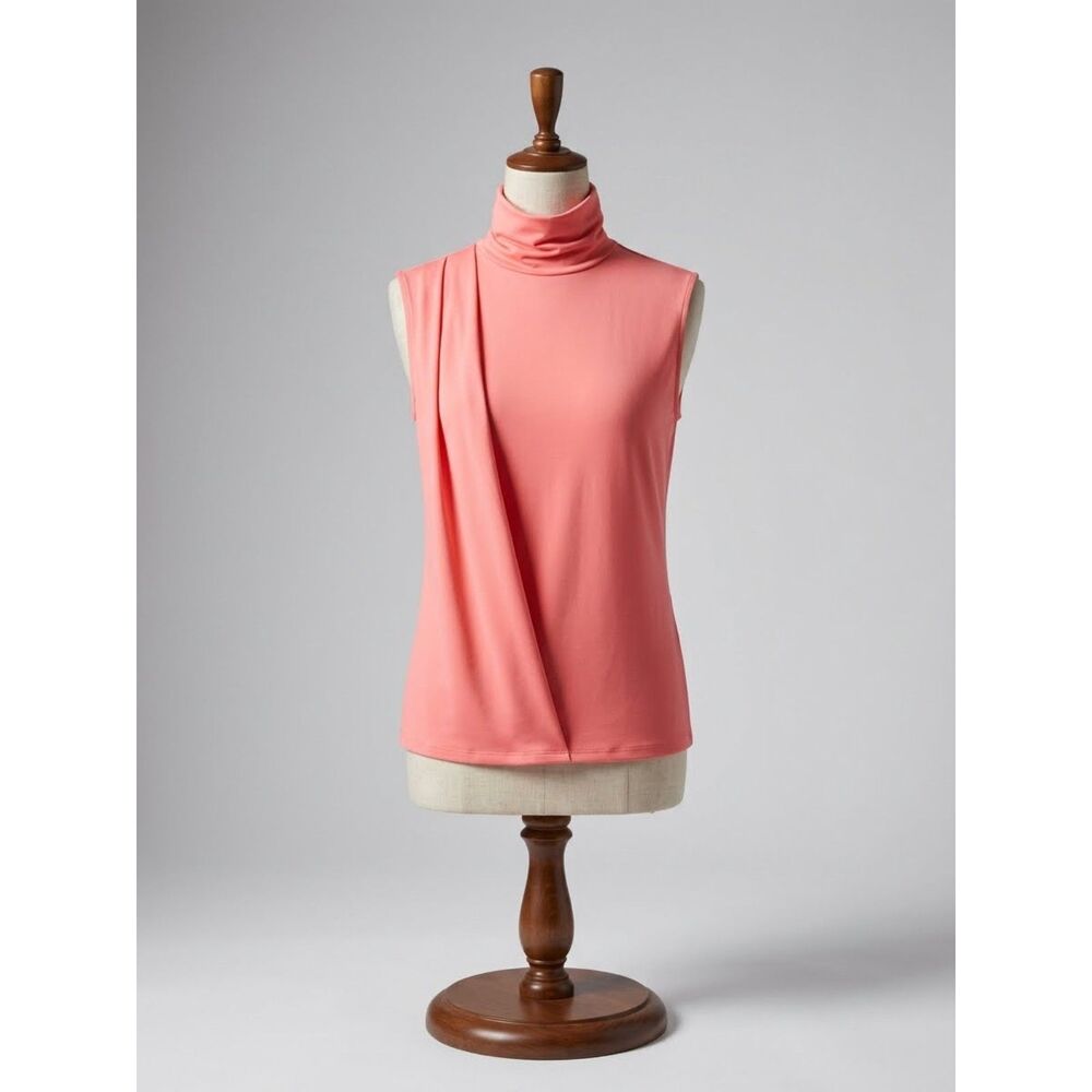 Jamie Sadock Sleeveless Mock Neck Top Size M Coral Pink Golf Activewear